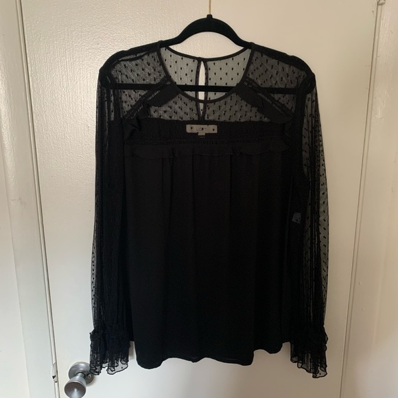 LOFT Black Long Sleeve Lace Blouse - Picture 1 of 1